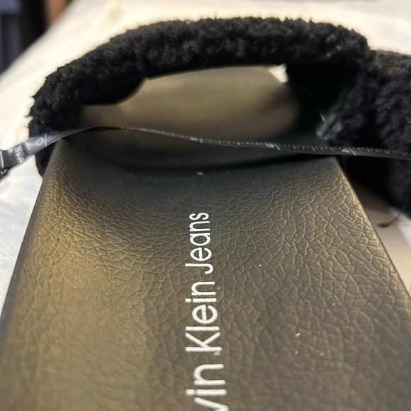 Men\'s Black Calvin Klein Slides w/ Sherpa Fur main image 8